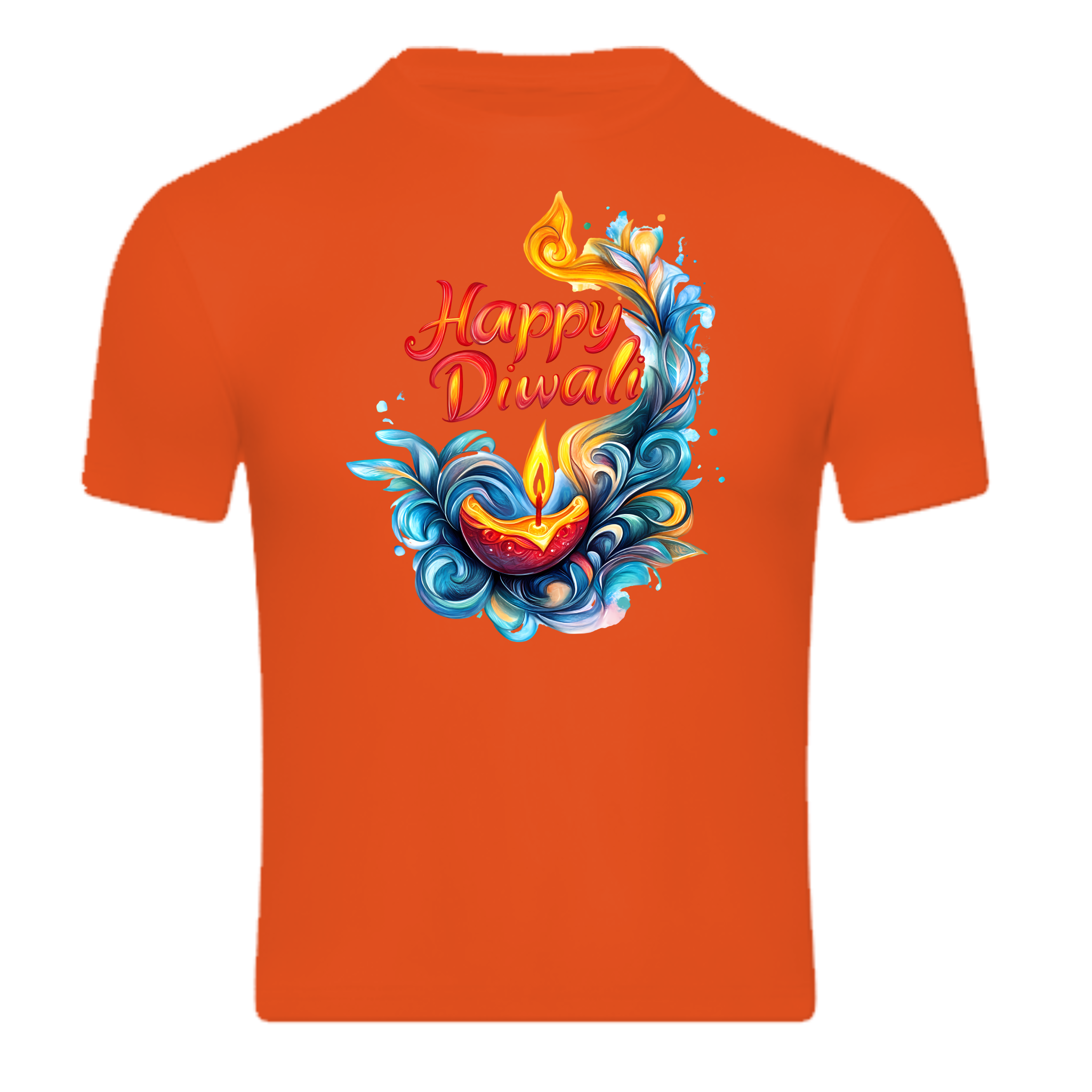 Unisex Vibrant "Happy Diwali" Swirl Design T-Shirt | Festive Diya Tee